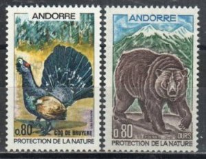 Andorra, French Stamp 203-204  - Capercaillie and Brown Bear