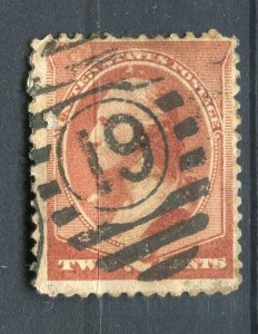 USA; 1870s early classic Washington issue used shade of 2c. + Postmark