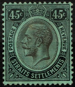 Straits Settlements #163  Unused - King George V 45c black on blu-grn pap (1914)