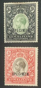 MOMEN: SOMALILAND SG #84s-85s 1921 SPECIMEN MINT OG H LOT #60751