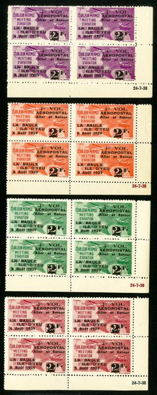 France Stamps # XF OG NH 1939 La Baule PB Aviation Set