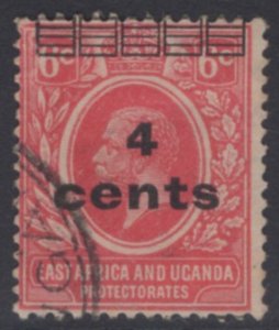 KENYA, UGANDA & TANGANYIKA SG64 1919 4c on 6c SCARLET FINE USED