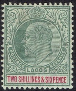 LAGOS 1904 KEVII 2/6 CHALKY PAPER WMK MULTI CROWN CA