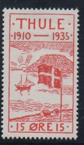 Greenland Thule Facit T2 1935 15 ore Flag & Ship local stamp mint