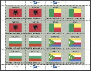 United Nations #1150-1157 $1.15 World Flag Series (2017). Two mini-sheets MNH