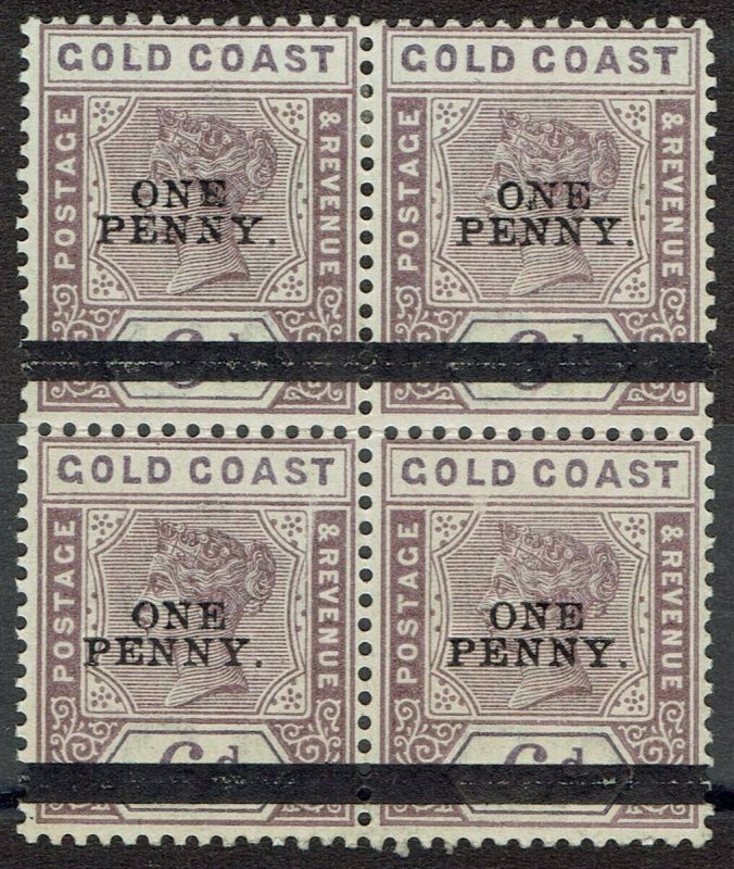 GOL COAST 1901 QV ONE PENNY ON 6D BLOCK */**