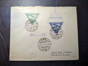 1924 Latvia Airmail Cover Leepaja to Klaipeda