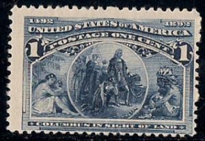 230 1 cent Blue, Columbia Issue Stamp mint OG NH F