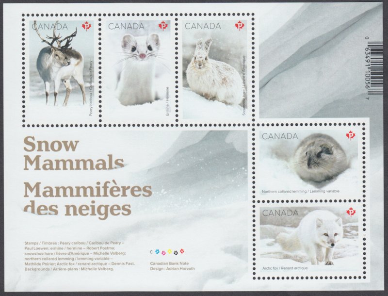 Canada - *NEW* Snow Mammals Souvenir Sheet  - MNH