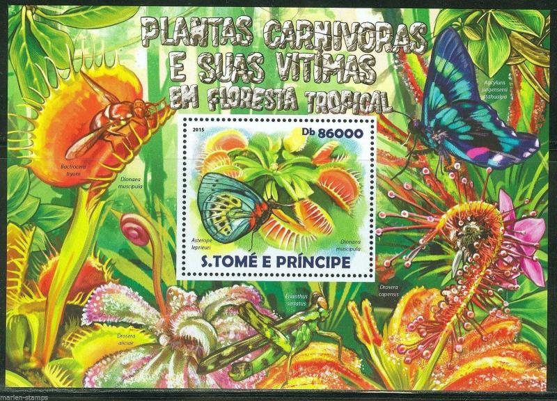 SAO TOME E PRINCIPE 2015 CARNIVOROUS PLANT OF THE TROPICAL RAINFOREST S/SHEET