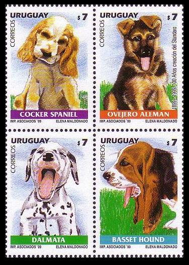 Uruguay Dogs Corner Block of 4 SG#2557-2560