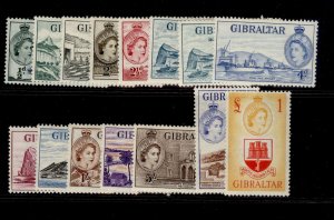 GIBRALTAR GVI SG145-158, complete set, LH MINT. Cat £180. PERF 13½