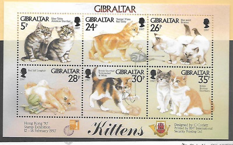 GIBRALTAR 726 MNH KITTENS SHEET OF 6