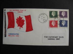 CANADA New Flag Day Feb 15 1965 hand illustrated commemorative cover with coils!