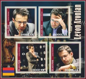 Stamps.Famous Armenians Levon Aronian 2022 year Laos 1+1 sheet perforated