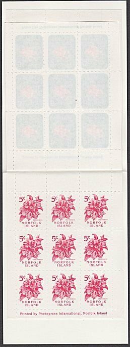 NORFOLK IS 1995 $1.80 Booklet of local 5c stamps SINGAPORE'95 overprint.....A700
