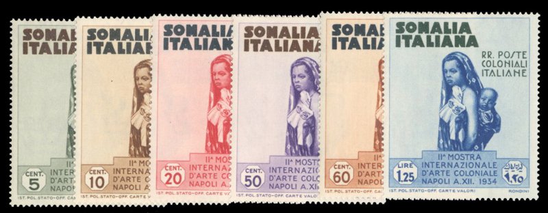 Italian Colonies, Somalia #164-169 Cat$60, 1934 2nd Colonial Arts Exhibition,...