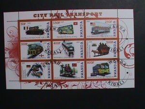 RWANDA STAMP-2009 CLASSIC TRAIN CTO-MNH SHEET. VERY RARE PLEASE WATCH CAREFULLY