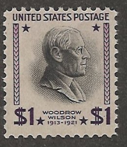 US Scott# 832 1938 $1 pur & blk  Wilson  Mint Never Hinged - Fine - Minor Gum...