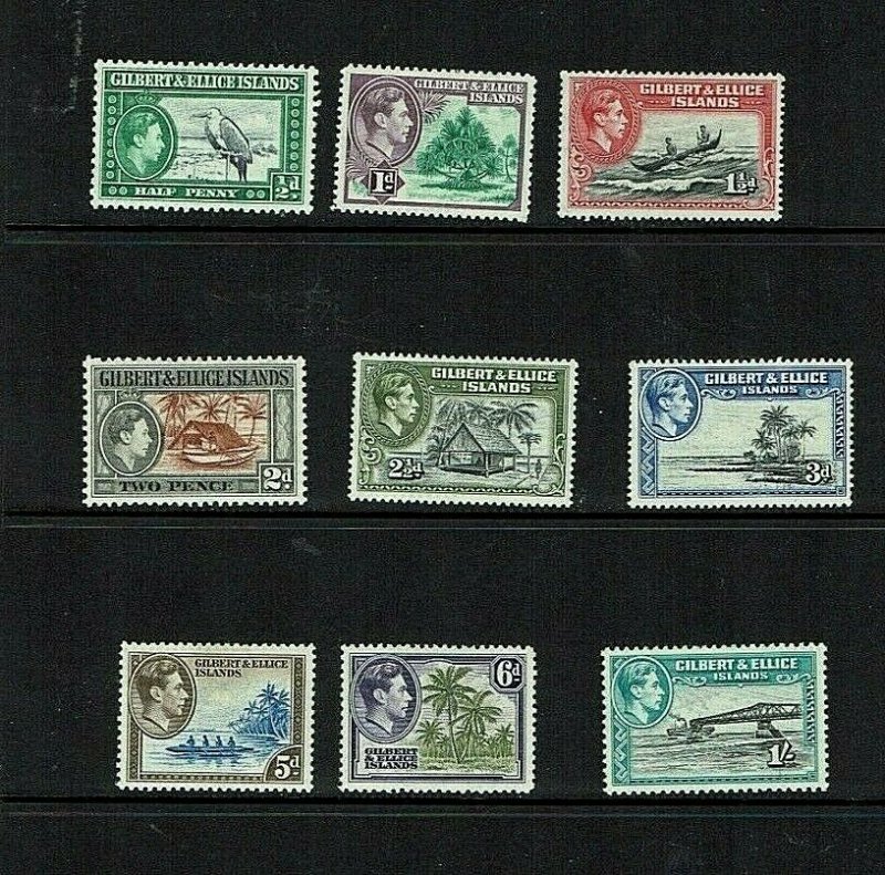 Gilbert & Ellice Is: 1939, King George VI defintive, short set to 1/-  Mint