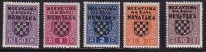 Croatia 1941 First Postage Dues. Yugoslavia J28-J32 Overprinted VF/NH(**)