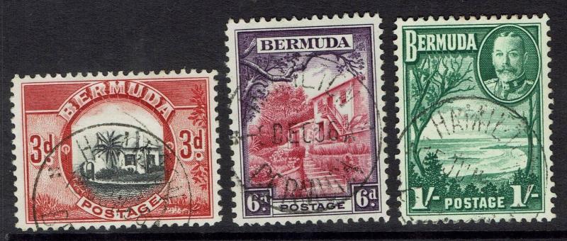 BERMUDA 1936 KGV PICTORIAL 3D 6D AND 1/- USED