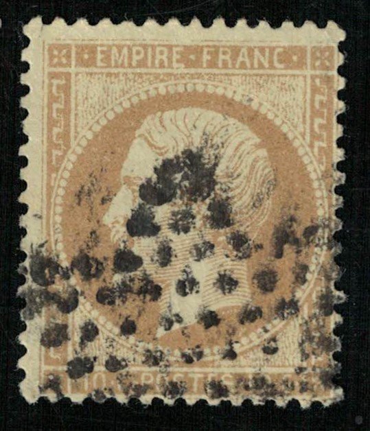 Emperor Napoléon III, 10 cents, France, 1862-1871 Perforated, MC #20 (4323-Т)