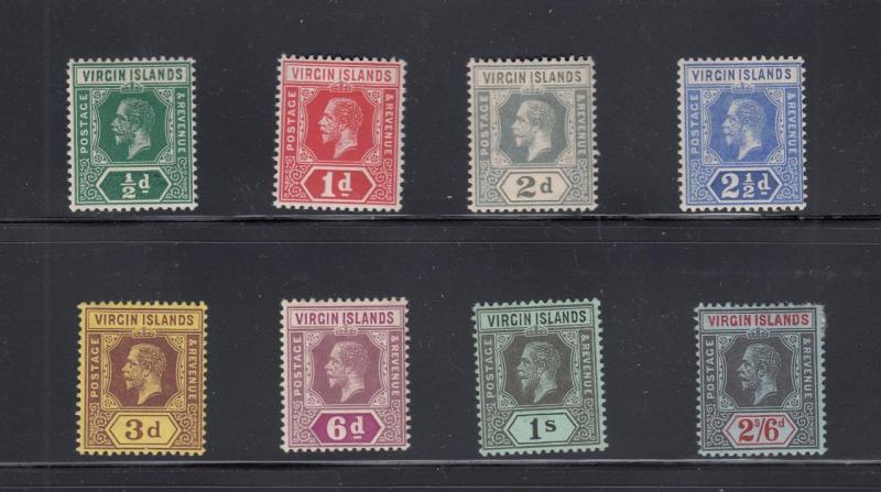 VIRGIN ISLANDS  # 38-45 VF-MLH 1913 KING GEORGE V -VARIOUS CAT VALUE $92