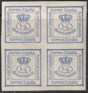 Spain 1872 Sc 174a block MH* partial gum