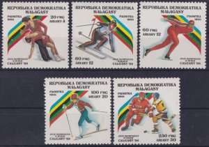 Madagascar 1988 MNH Stamps Scott 846-850 Sport Olympic Games Skiing Ice Hockey