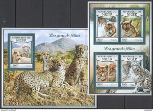 2017 Niger Wild Big Cats Tigers Lions Fauna Animals #4762-65+Bl657 ** Fd1034