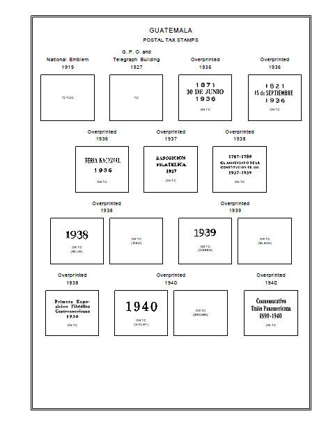 PRINTED GUATEMALA [CLASS.] 1871-1940 STAMP ALBUM PAGES (38 pages)