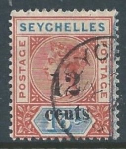 Seychelles #23a Used 16c Queen Victoria Surcharged - Die I