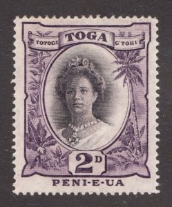 1924 Tonga / Toga Sc# 56 (Die I) - 2 Pence, Queen Salote - MH Cv$25