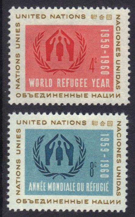 United Nations New York   #75-76  MNH  1959  world refugee year