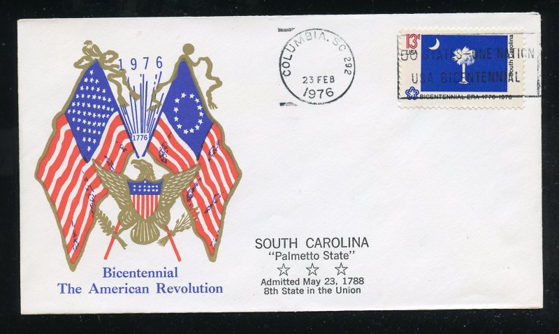 US 1640 American Bicentennial -  South Carolina UA Al Tag Boerger cachet FDC 