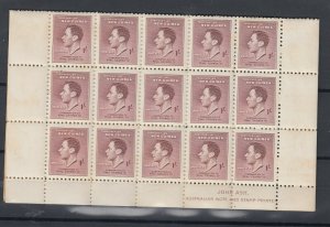 New Guinea KGVI 1937 1/- Block Of 30 John Ash Inscription MNH JK3246