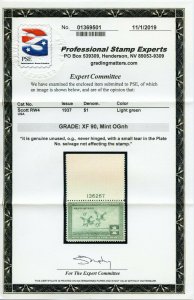 US SCOTT #RW4 Top PL#, Mint-XF-OG-NH Graded 90 PSE Certificate SMQ $600++ (DFP)