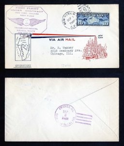 # C7 on CAM # 17 First Flight cover, New York, NY to Chicago, IL - 9-1-1927