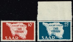 Saar 1948,Sc.#201-2 MNH One year constitution: Map of the Saarland