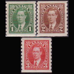 CANADA 1937 - Scott# 238-40 King GVI Coils Set of 3 LH