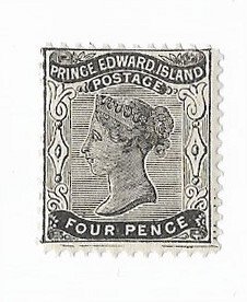 Canada -Prince Edward Island Sc #9  4p black with line under frame variety NH VF