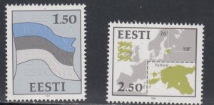 Estonia # 209-210, Flag & Map, Mint NH, 1/2 Cat.