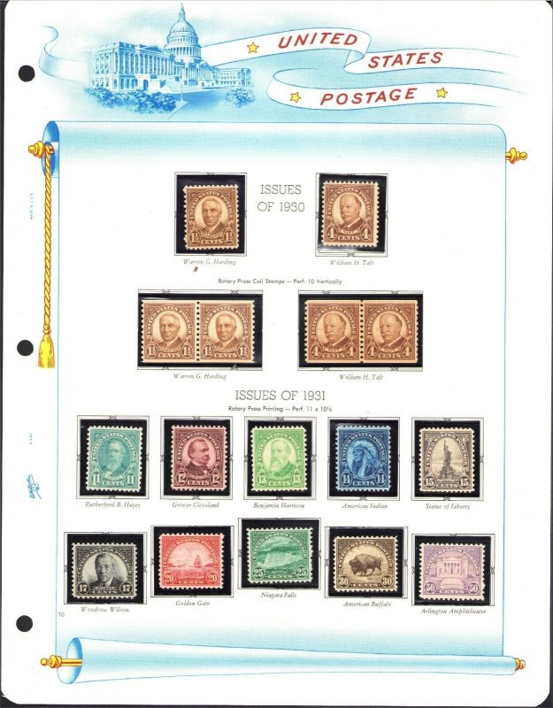 U S 1930 Definitives Mint Never Hinged 684-685, 686-687 Pairs, 692-701