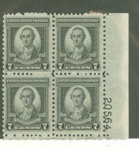 United States #712  Plate Block