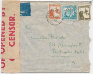 Jerusalem, Palestine to Los Angeles, Ca 1941 Pacific Clipper A/M Cens. (C5559)