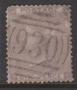 Great Britain 1862 QV 6d Lilac Sideface Sc#39 Used