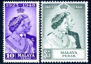 MALAYA (PERAK)-1948 Royal Silver Wedding Set Sg 122-123  UNMOUNTED MINT V17502