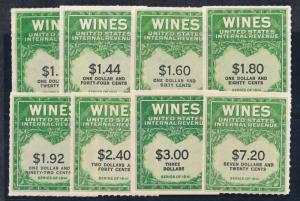 UNITED STATES RE146/RE160 MINT 8 DIFFERENT WINES