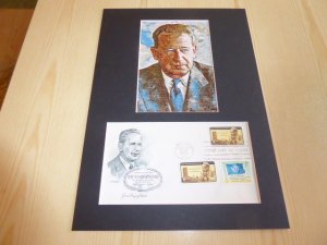 Dag Hammarskjold UN Art Postcard and 1962 USA FDC mount matte size A4